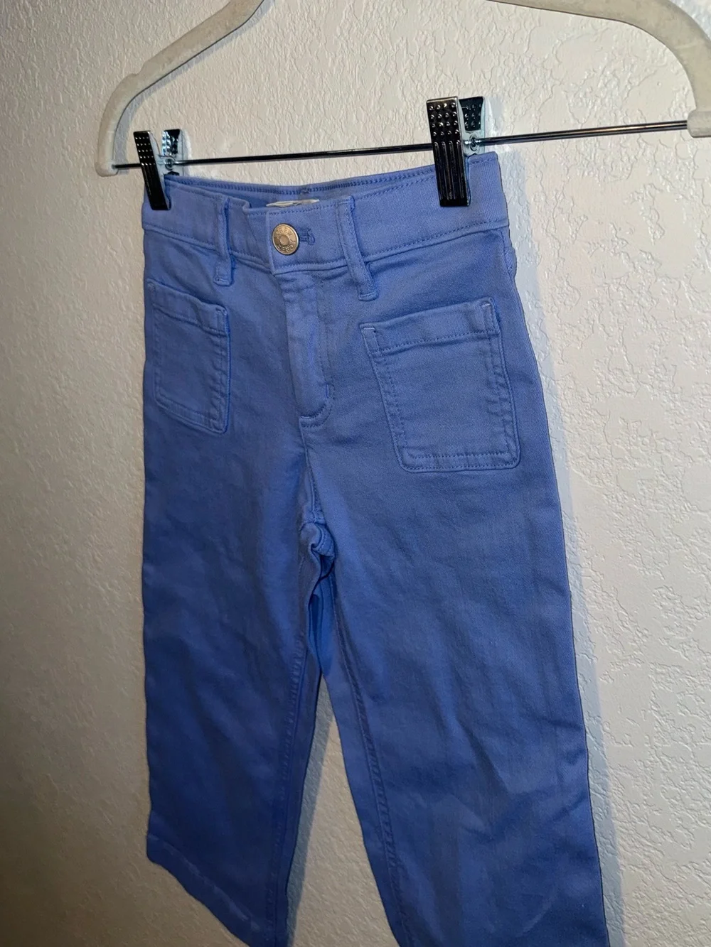 Crewcuts Girls Purple Wide Leg Cropped Patch Pocket Summer Jeans Size 5 NEW